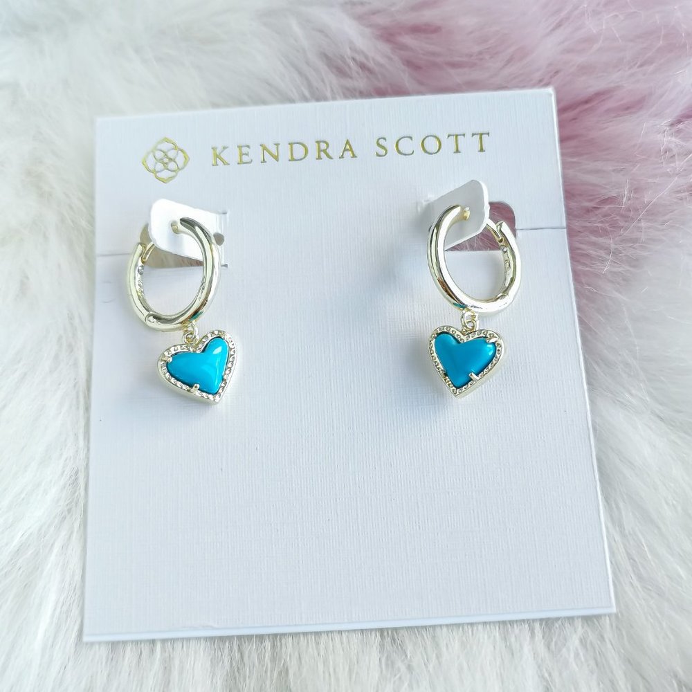 Gold Ari Heart Turquoise Huggie Earrings